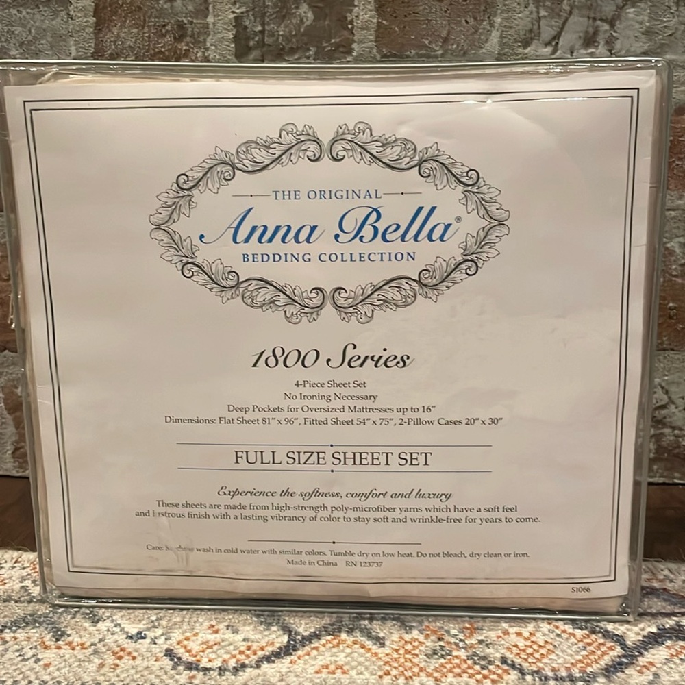 New Anna Bella 4-piece Full Size Sheet Set, beige